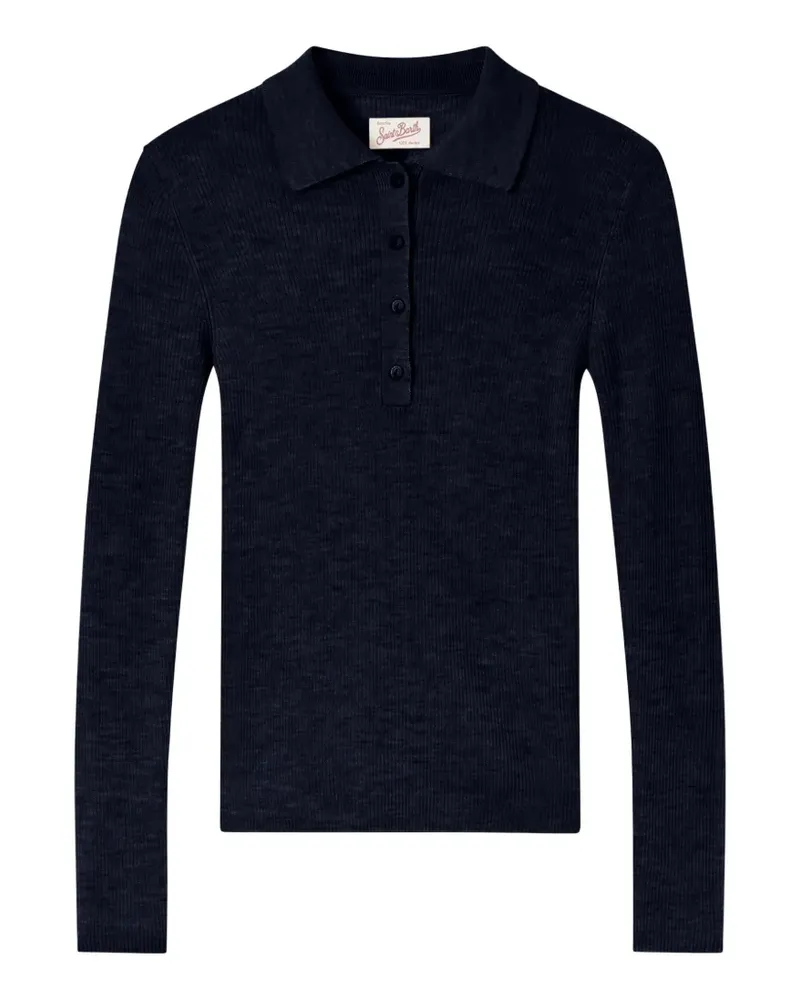 MC2 Saint Barth Odell ribbed-knit long-sleeve polo shirt - Blau Blau