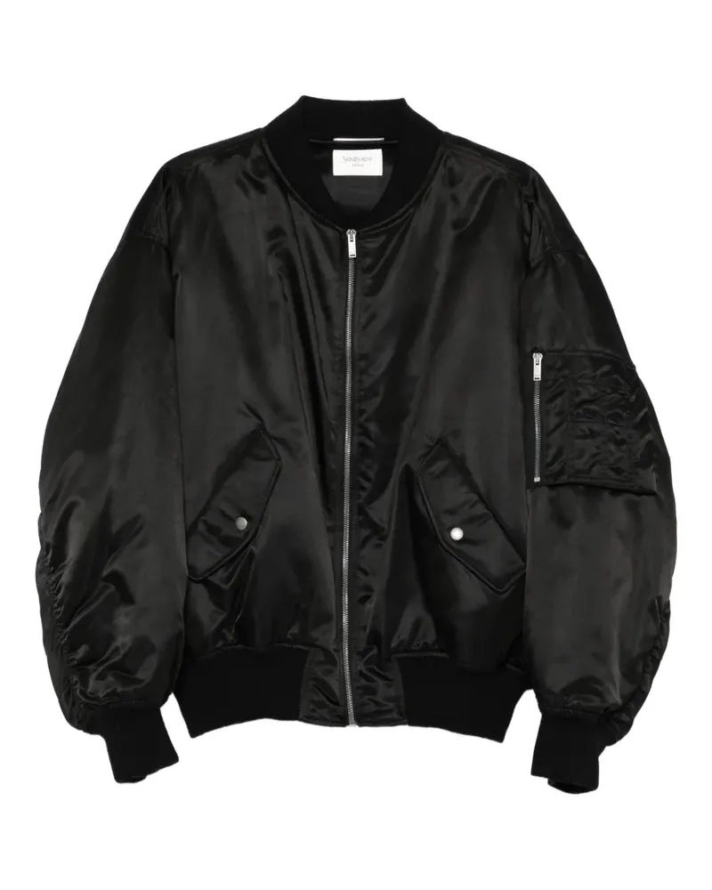Saint Laurent Bomberjacke mit Knopfverschluss - Schwarz Schwarz