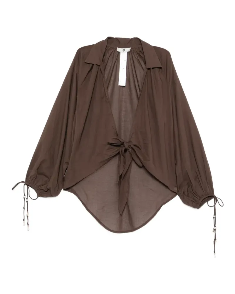 Twin-Set tie-front wide-leg top - Braun Braun