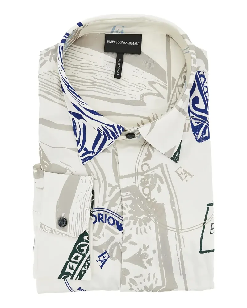 Emporio Armani Hemd mit Stempel-Print - Nude Nude