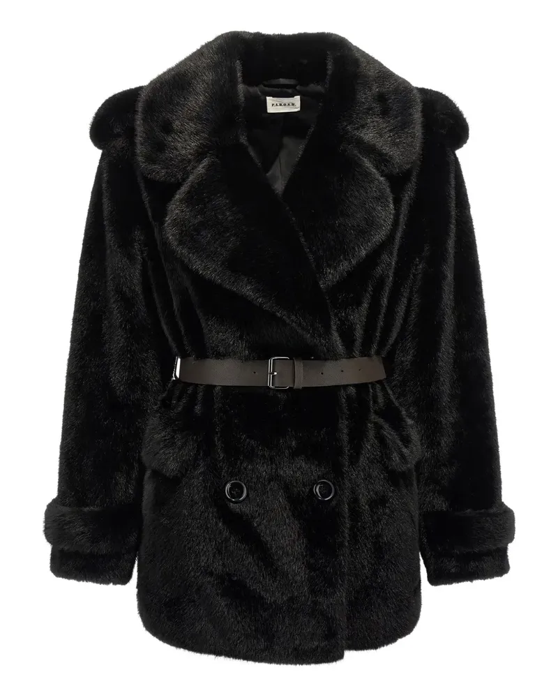P.A.R.O.S.H. faux-fur belted coat - Schwarz Schwarz