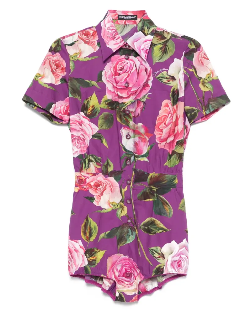 Dolce & Gabbana Jumpsuit mit Blumen-Print - Violett Violett