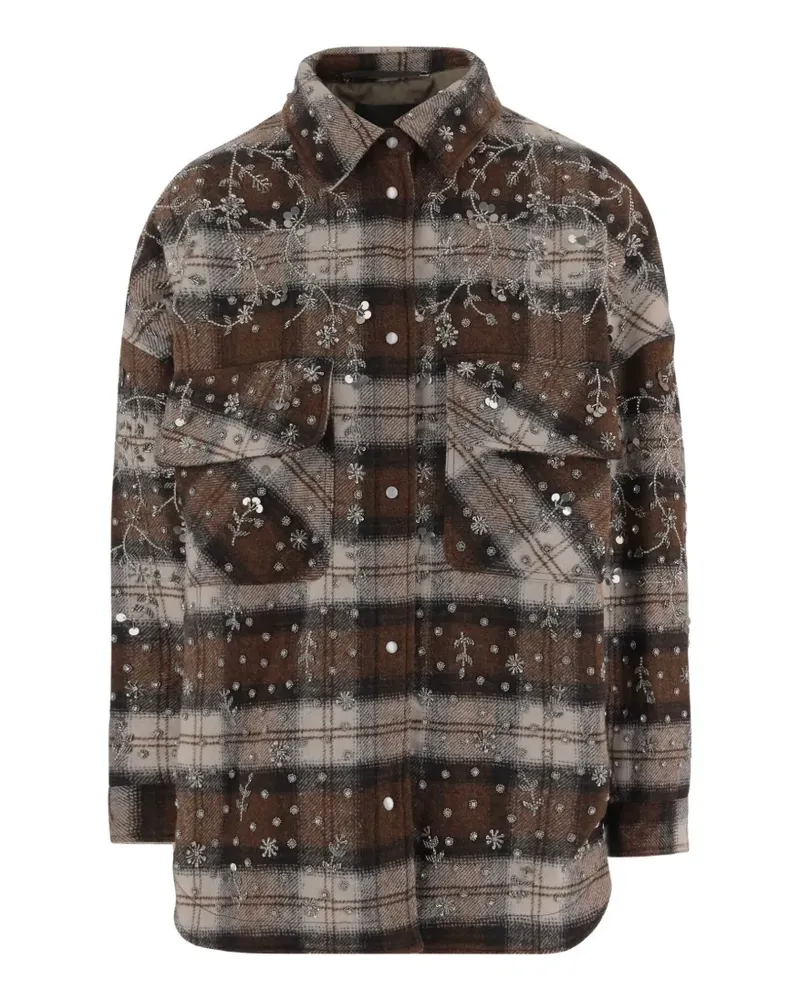 Stella McCartney Karierte Jacke mit Stickerei - Braun Braun