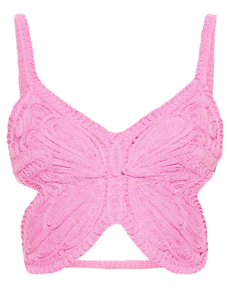 Blumarine Cropped-Top mit Schmetterling - Rosa Rosa