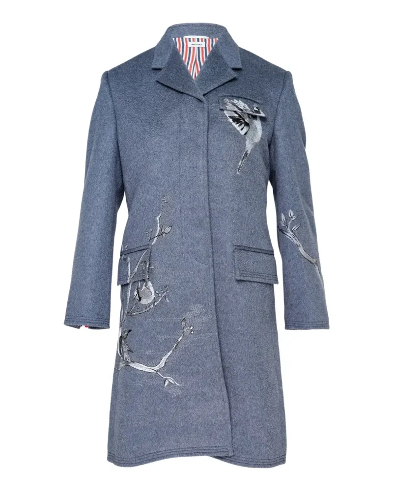 Thom Browne embroidered Chesterfield coat - Blau Blau