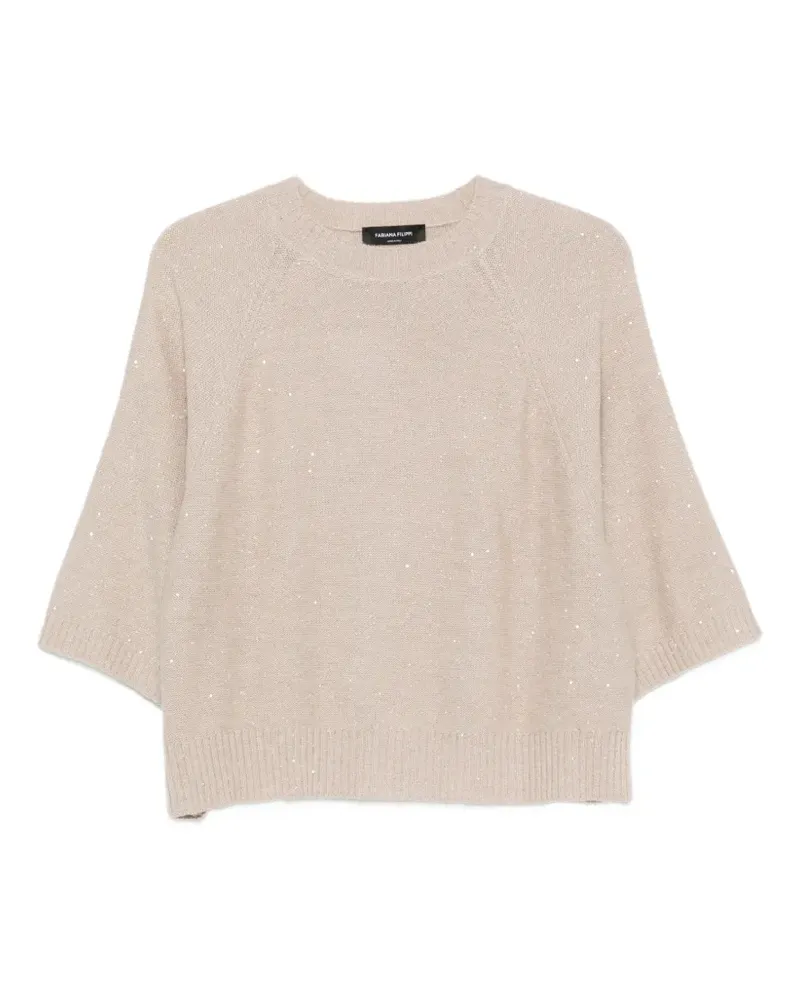 Fabiana Filippi Pailletten-Sweatshirt mit Raglanärmeln - Nude Nude