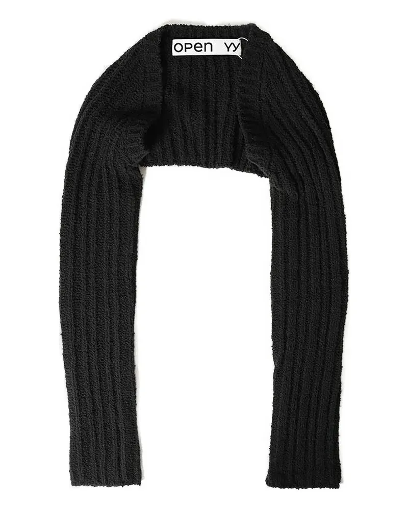 OPEN YY Gerippter Cropped-Cardigan - Schwarz Schwarz