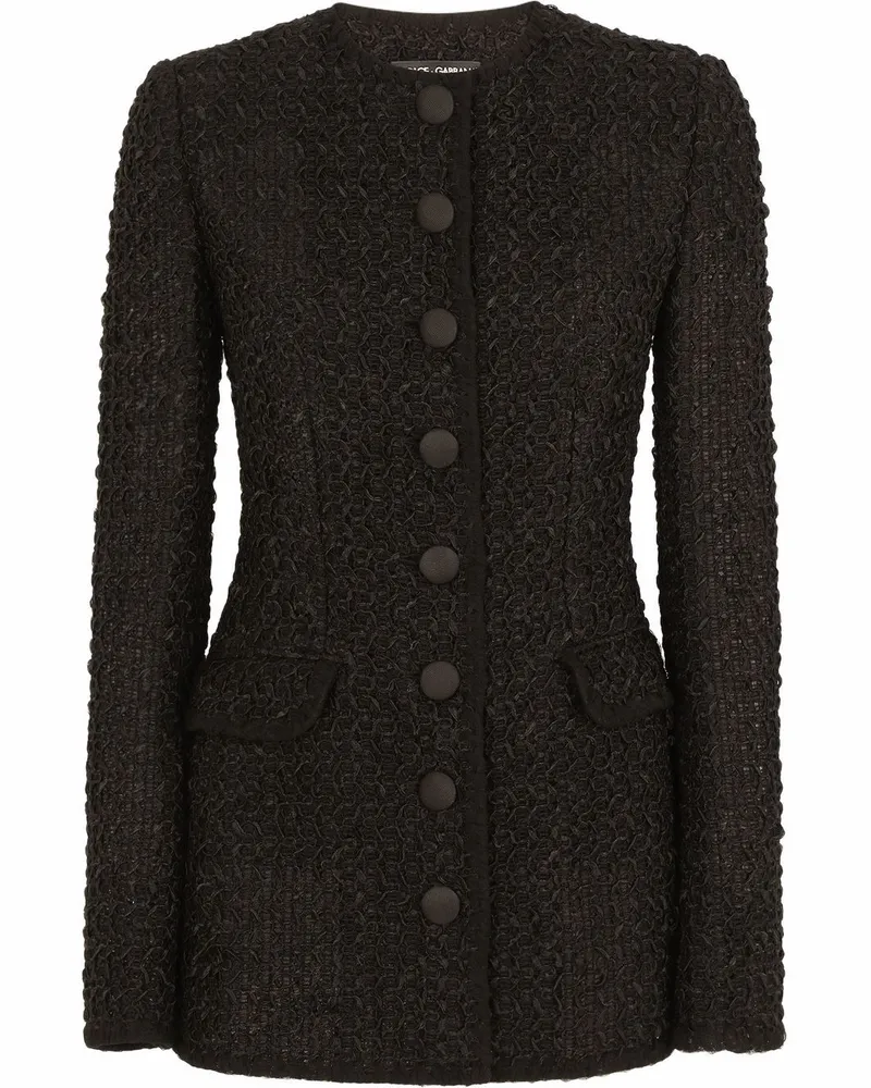 Dolce & Gabbana Einreihige Tweed-Jacke - Schwarz Schwarz