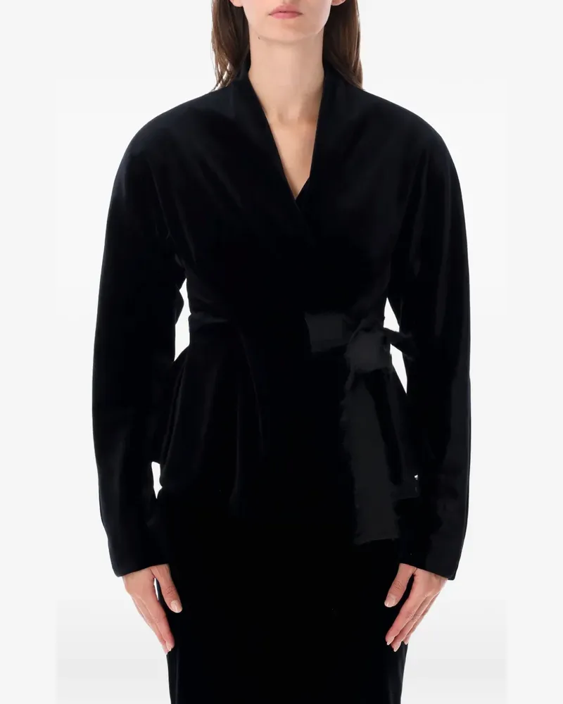 Alberta Ferretti Gewickelte Jacke mit Schößchen - Schwarz Schwarz