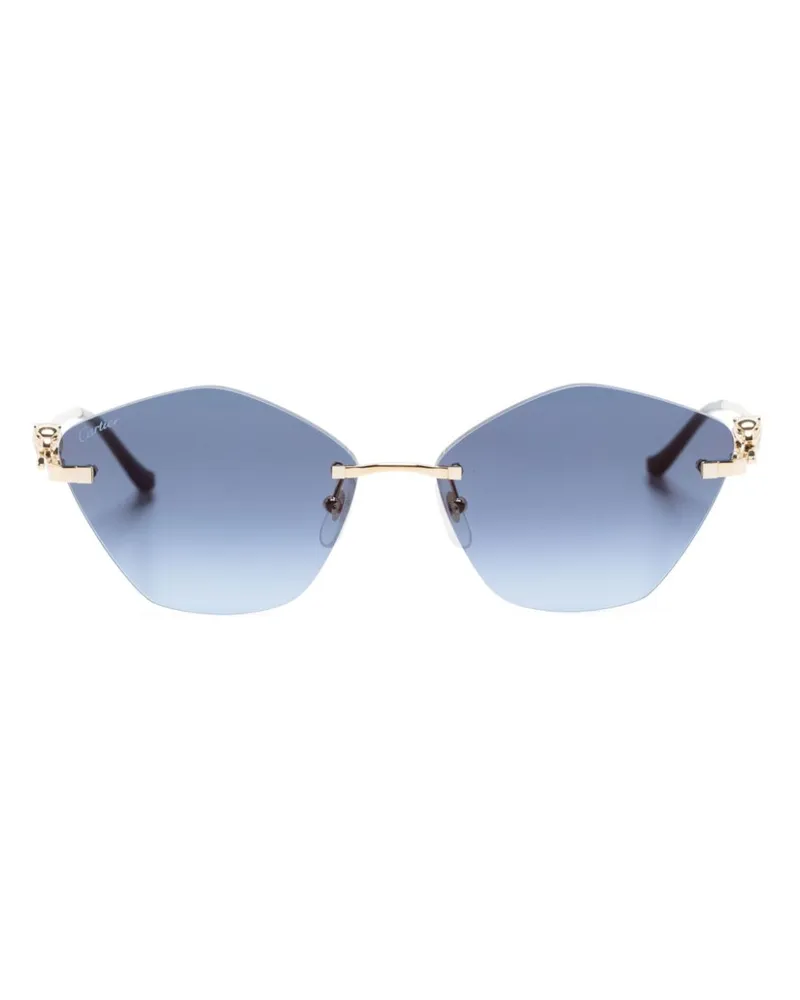 Cartier Geometrische Panther Sonnenbrille - Gold Gold