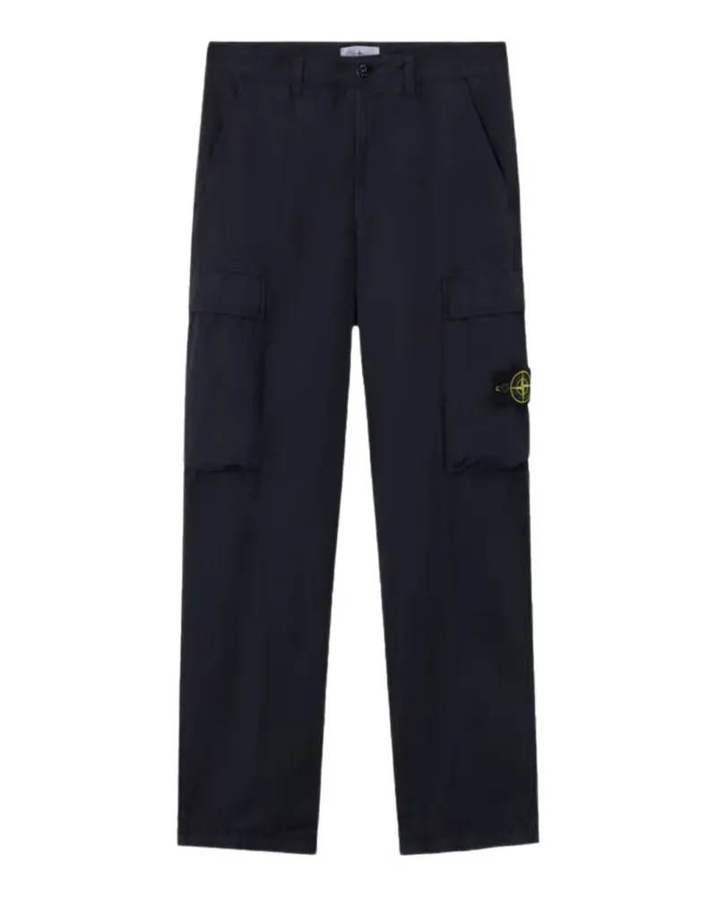 Stone Island logo-patch straight-leg trousers - Blau Blau