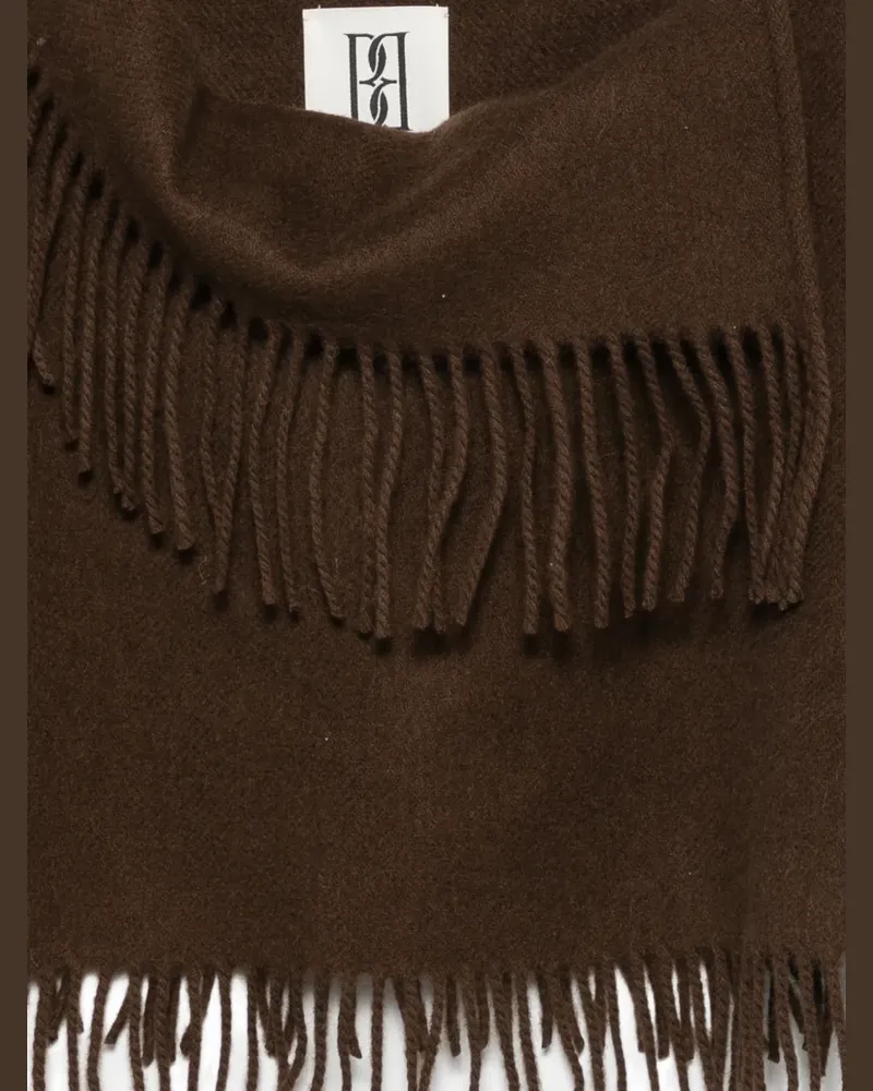 By Malene Birger fringed logo-embroidered scarf - Braun Braun