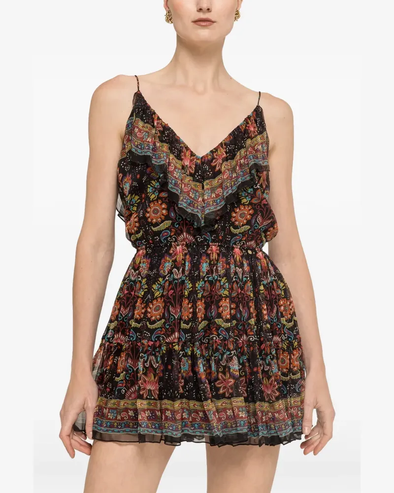 NISSA floral-print silk mini dress - Schwarz Schwarz
