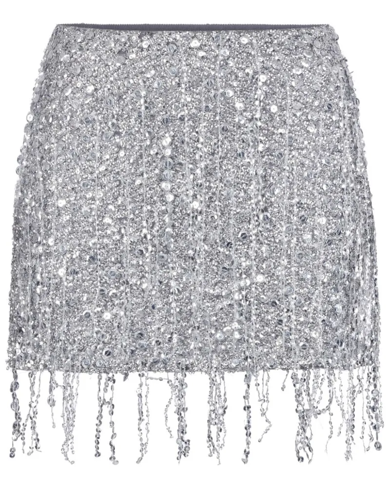Elisabetta Franchi Minirock mit Pailletten - Silber Silber