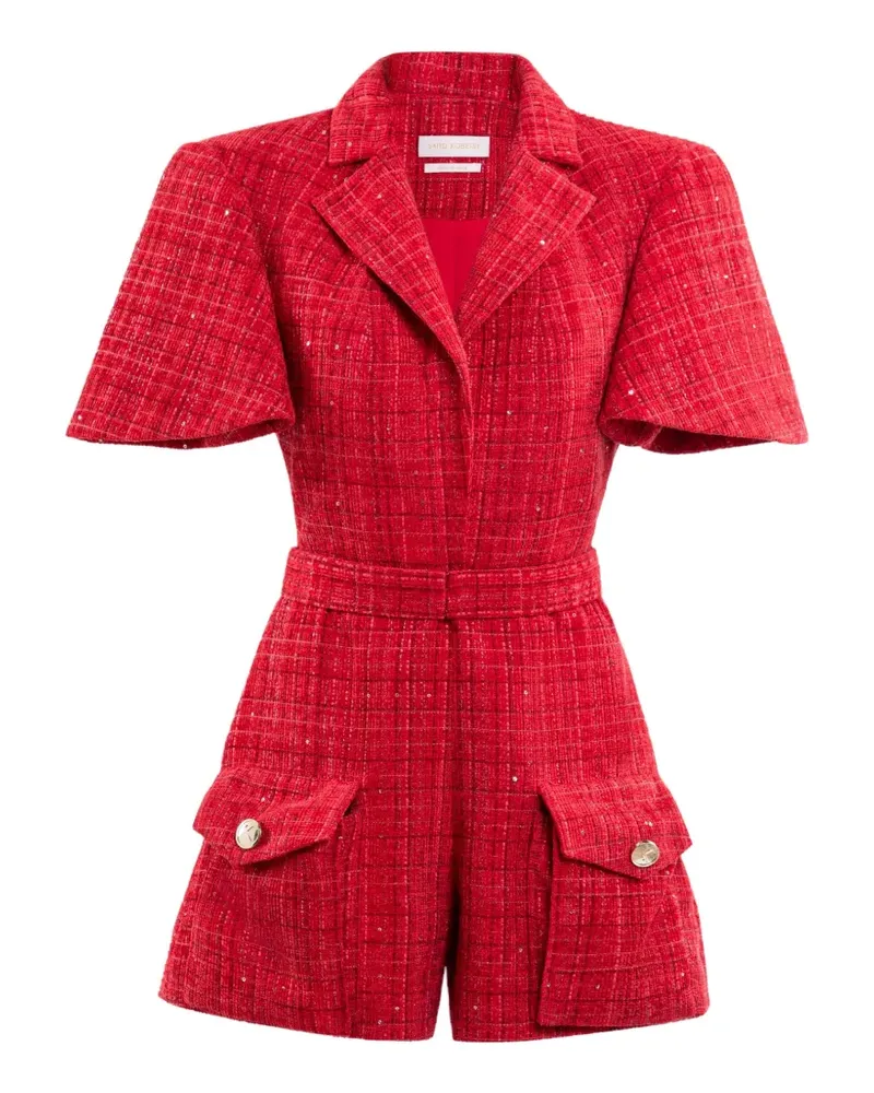 Saiid Kobeisy Tweed-Jumpsuit mit Gürtel - Rot Rot