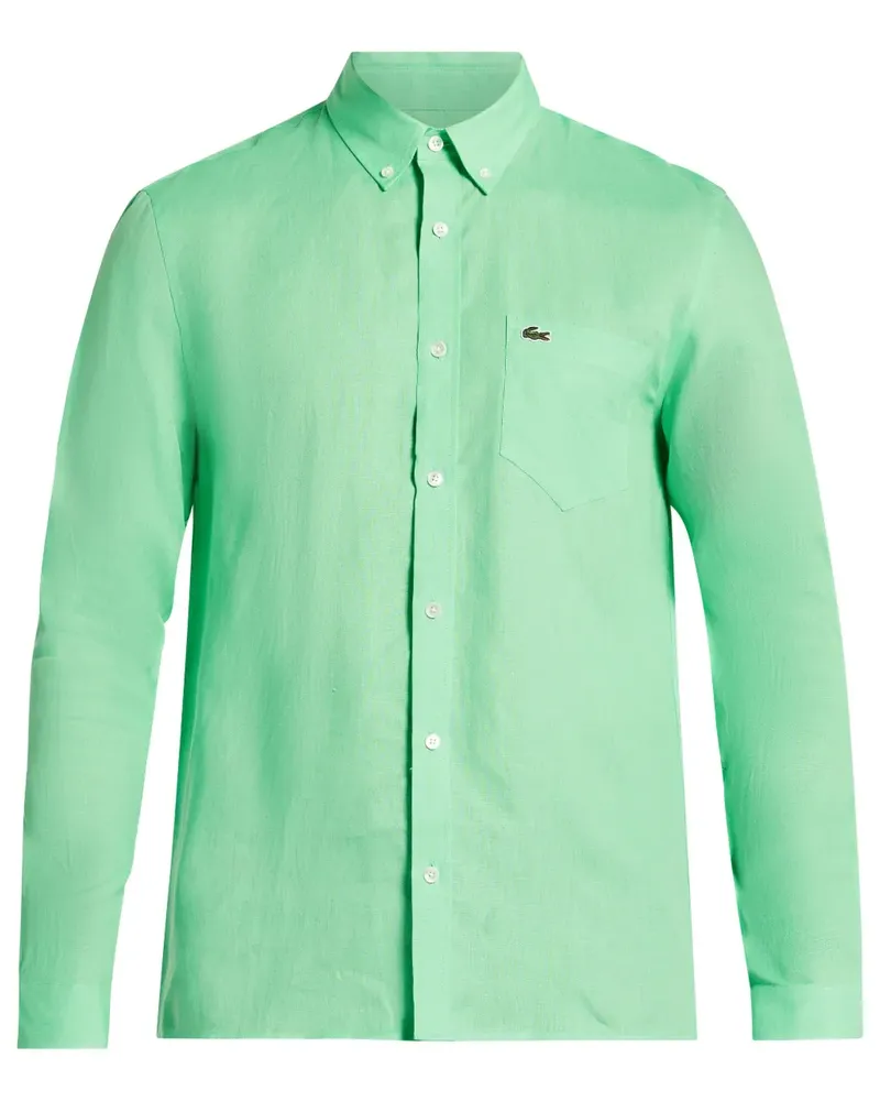Lacoste Leinenhemd mit Logo-Applikation - Grün Grün