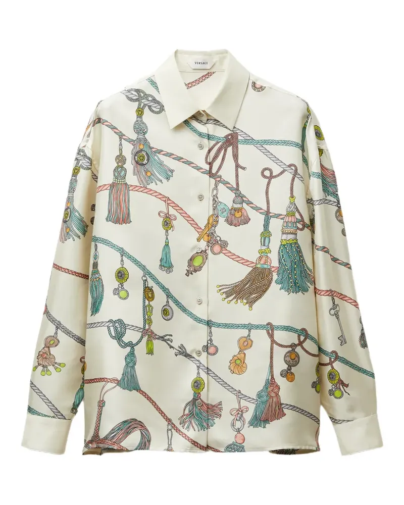 Versace printed silk twill shirt - Nude Nude