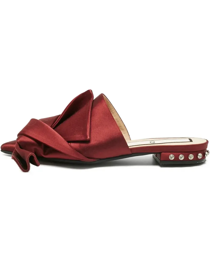 N° 21 Satin-Mules mit Knoten - Rot Rot