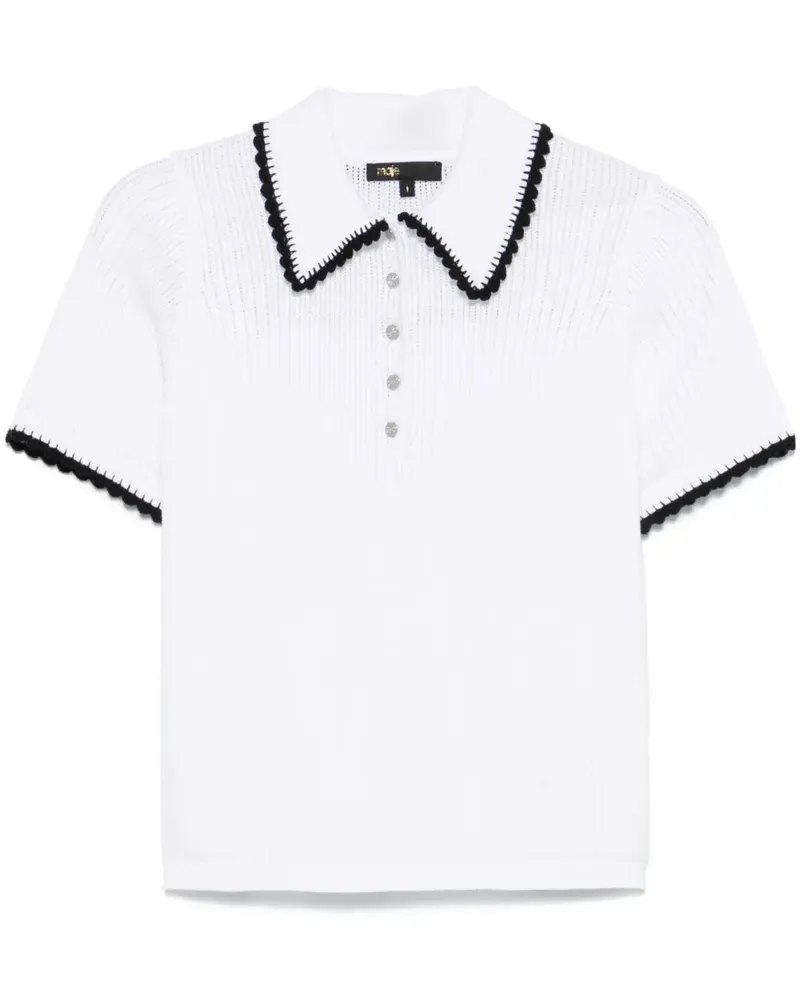 Maje Gestricktes Poloshirt - Weiß Weiß