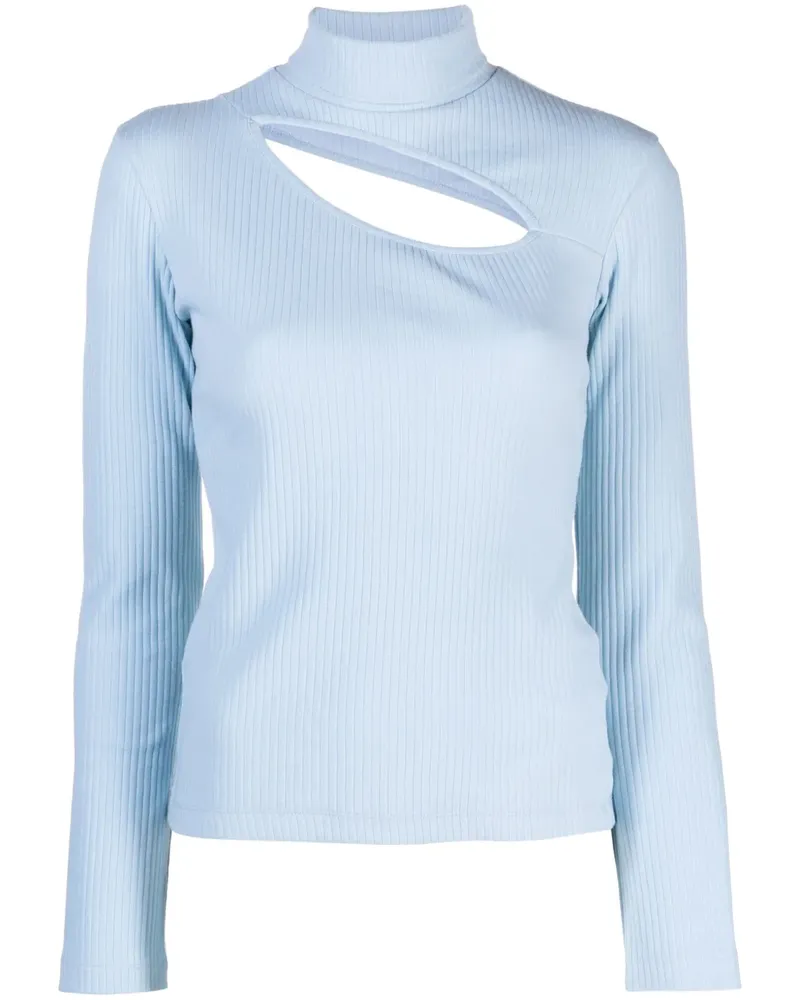 Des Phemmes Geripptes Strickoberteil mit Cut-Out - Blau Blau
