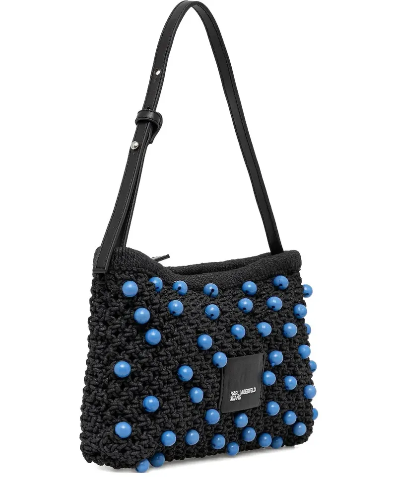 Karl Lagerfeld Gestrickte Schultertasche mit Perlen - Schwarz Schwarz