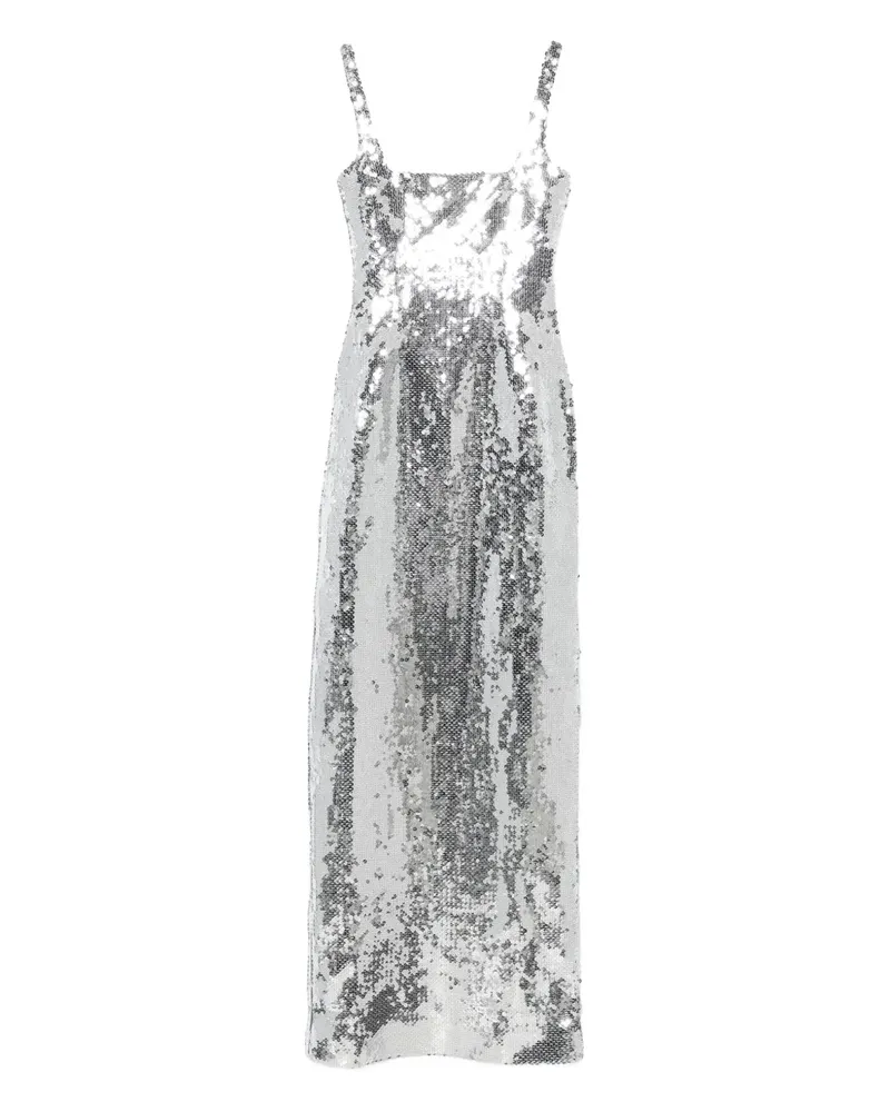 16ARLINGTON Electra Paillettenrobe mit eckigem Ausschnitt - Silber Silber