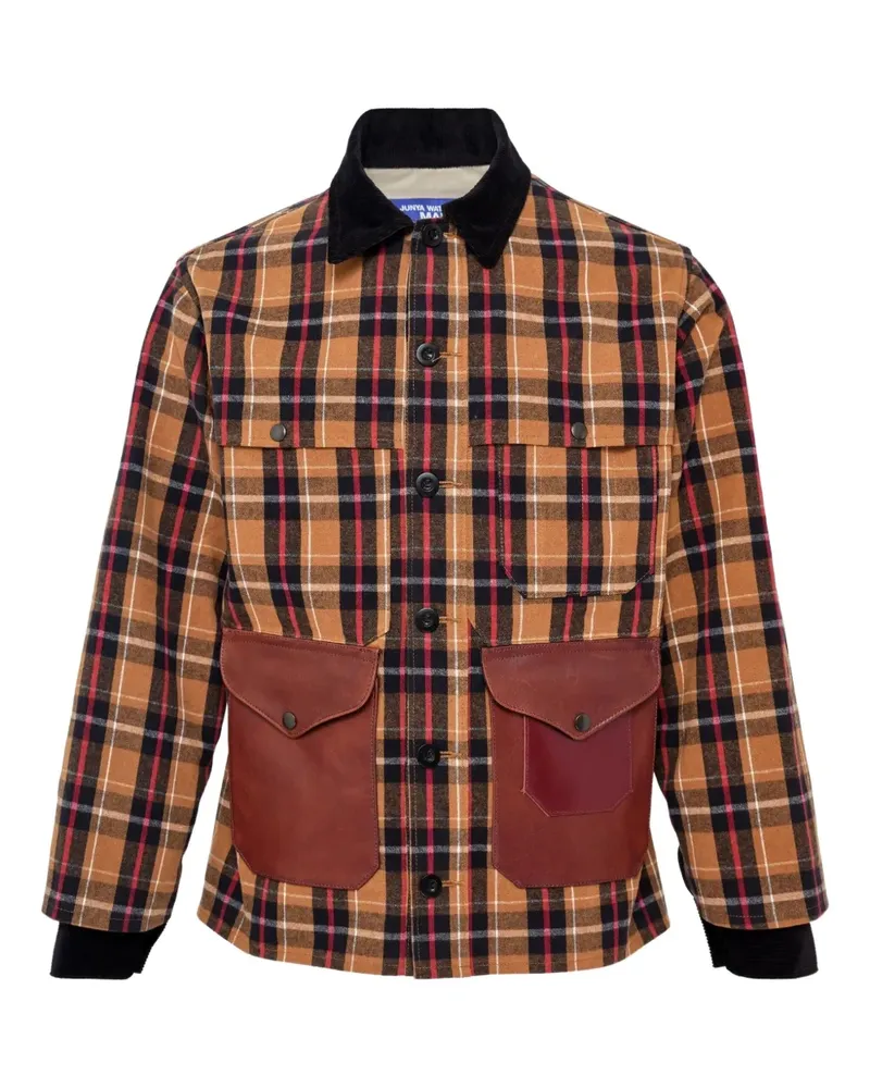 Junya Watanabe check-pattern cotton shirt jacket - Braun Braun