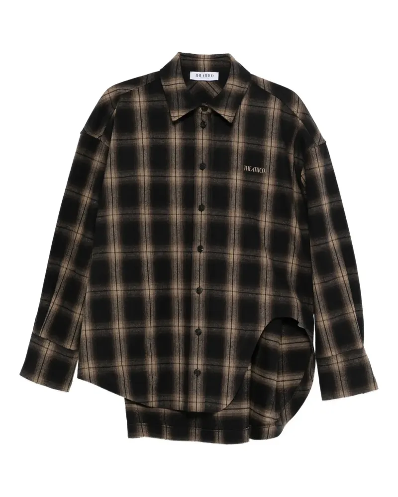 ATTICO Diana checked long-sleeve shirt - Schwarz Schwarz