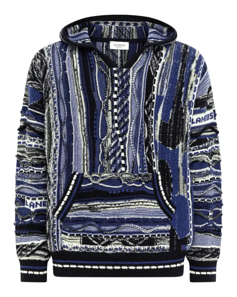 Laneus Kastiger Jacquard-Hoodie - Blau Blau