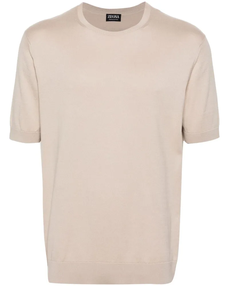 Ermenegildo Zegna Gestricktes T-Shirt mit Rundhalsausschnitt - Nude Nude