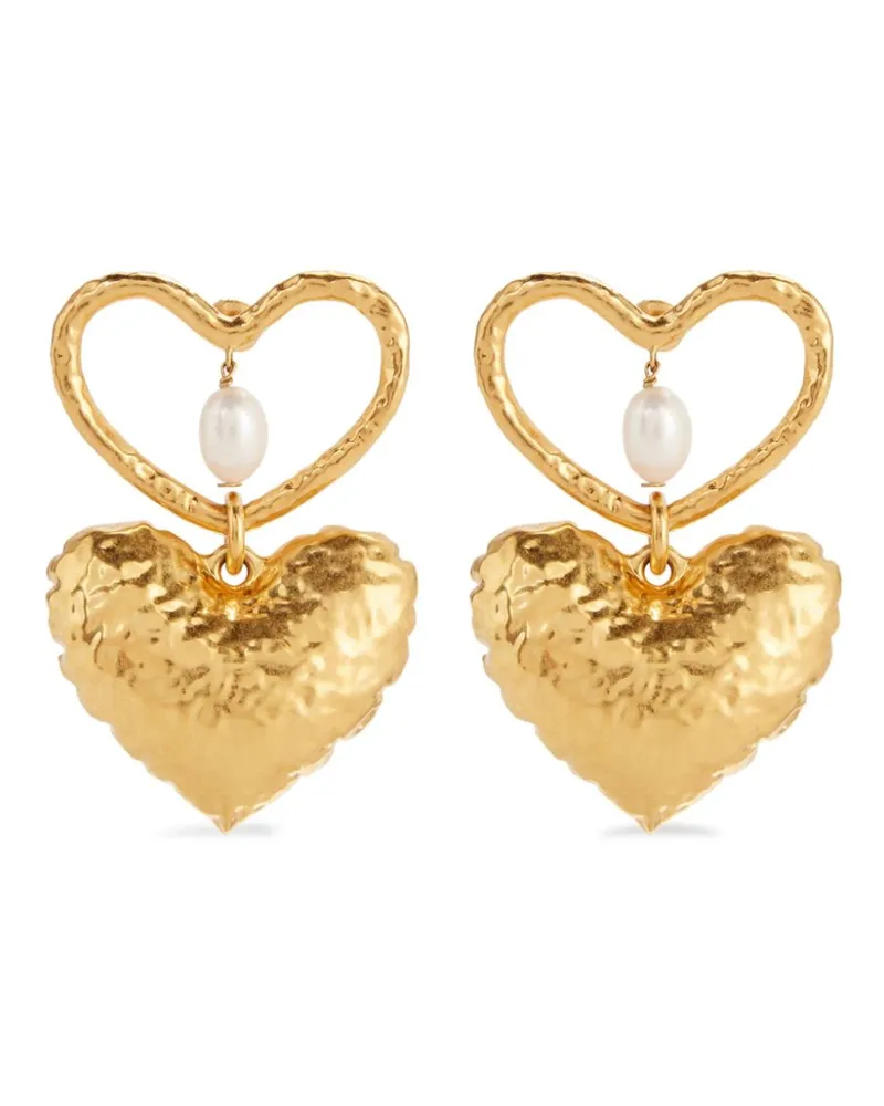 Nina Ricci Double Heart Ohrringe aus Messing - Gold Gold