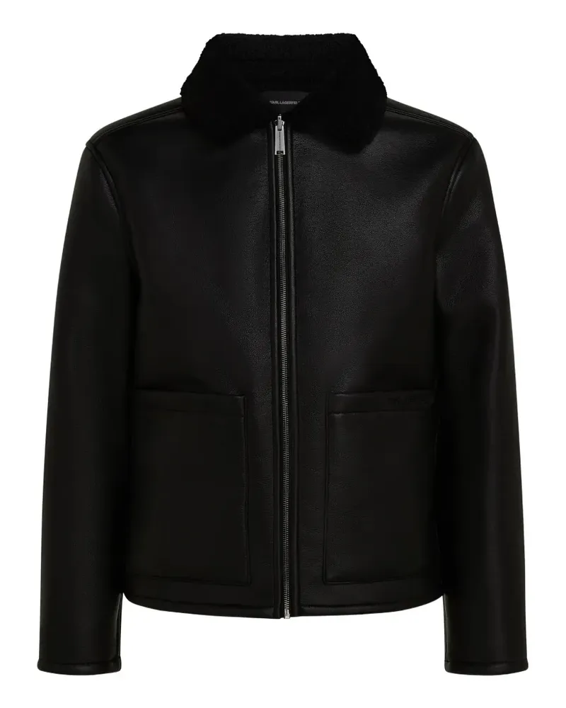 Karl Lagerfeld Wendbare Jacke aus Faux Shearling - Schwarz Schwarz