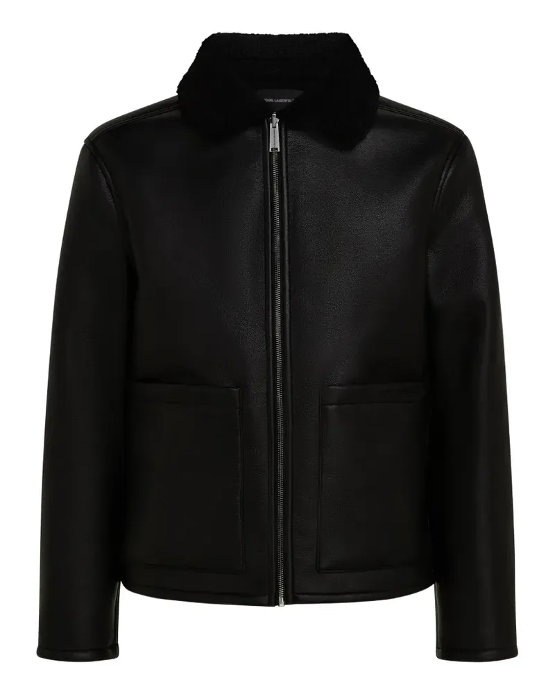 Karl Lagerfeld Wendbare Jacke aus Faux Shearling - Schwarz Schwarz