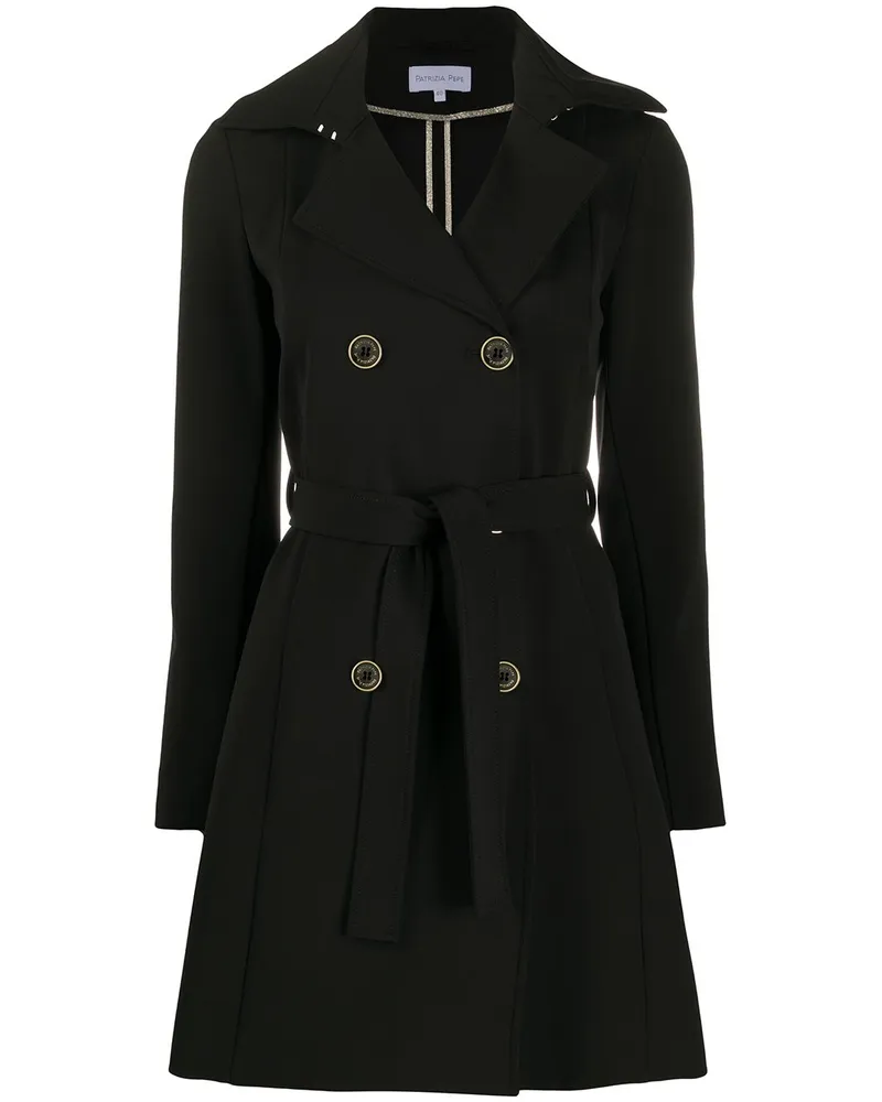 Patrizia Pepe Doppelreihiger Trenchcoat - Schwarz Schwarz