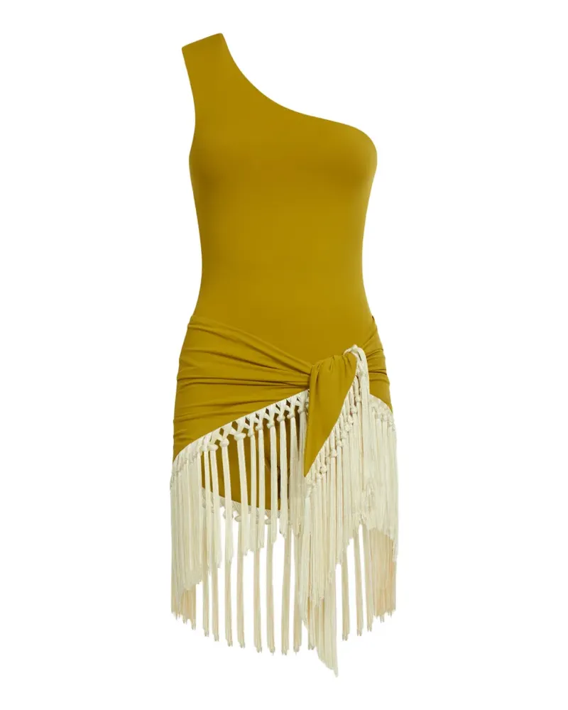 Taller Marmo Yacare One-Shoulder-Badeanzug mit Fransen - Grün Grün