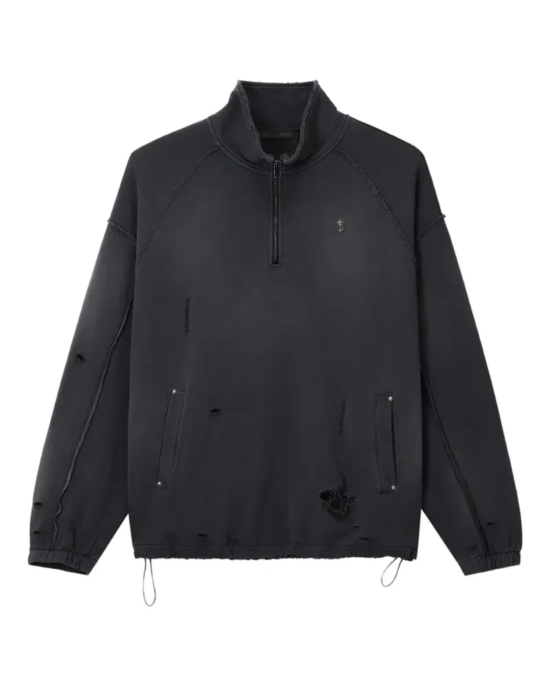FIVE CM distressed quarter-zip sweater - Schwarz Schwarz