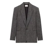 herringbone-pattern wool blazer - Schwarz