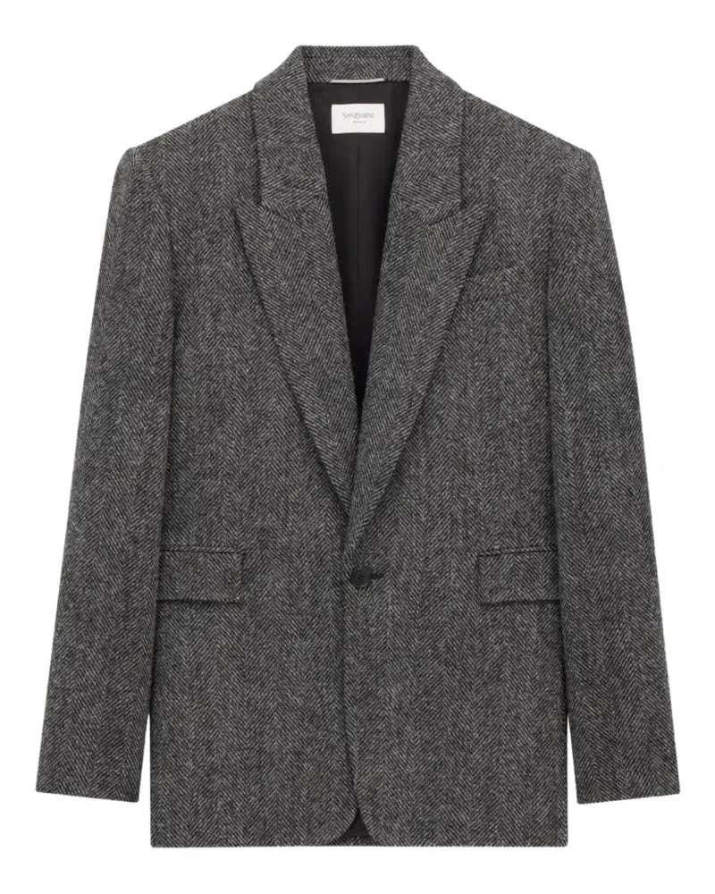 Saint Laurent herringbone-pattern wool blazer - Schwarz Schwarz