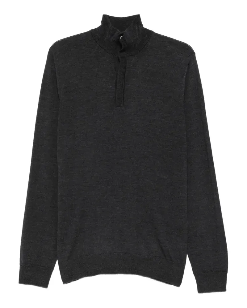 Alpha Studio Geknöpfter Pullover mit Stehkragen - Grau Grau