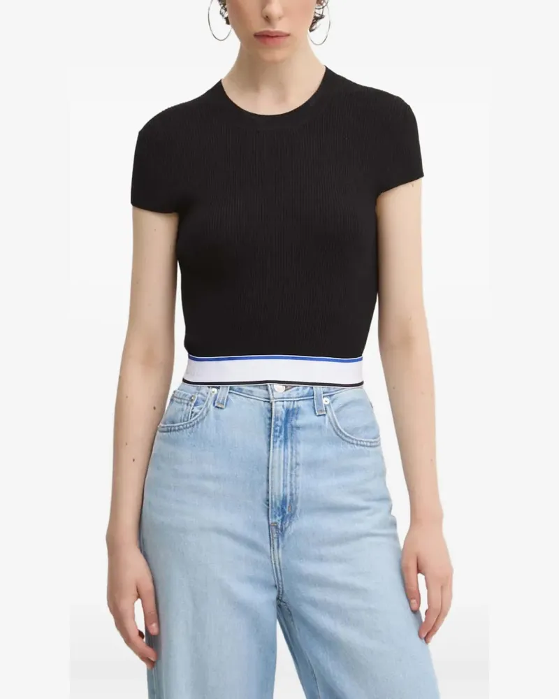 HUGO BOSS Geripptes Oberteil - Schwarz Schwarz