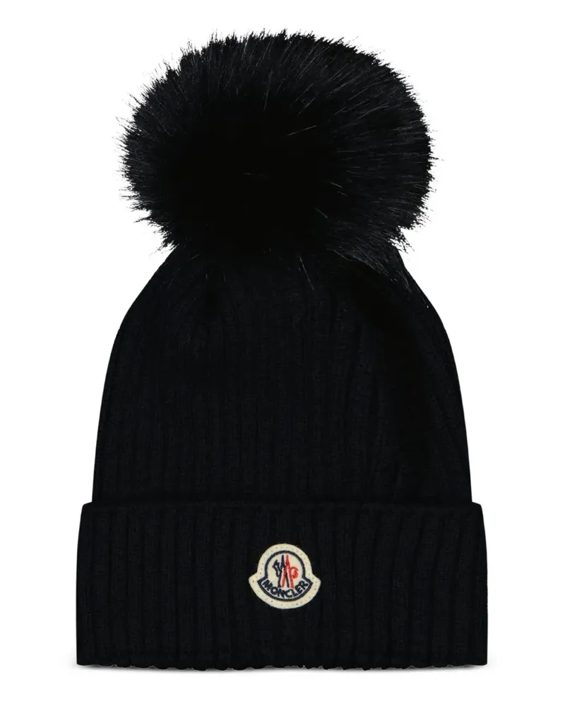 Moncler Gestrickte Beanie mit Pompon - Blau Blau