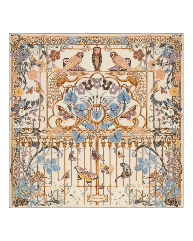 Ferragamo Seidenschal mit Liberty-Print - Nude Nude