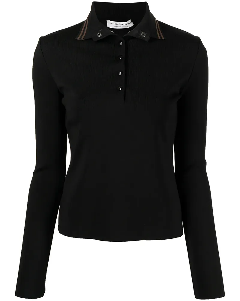Philosophy Di Lorenzo Serafini Langärmeliges Poloshirt - Schwarz Schwarz