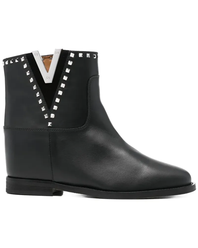 Via Roma 15 Stiefel mit Logo-Schild - Schwarz Schwarz