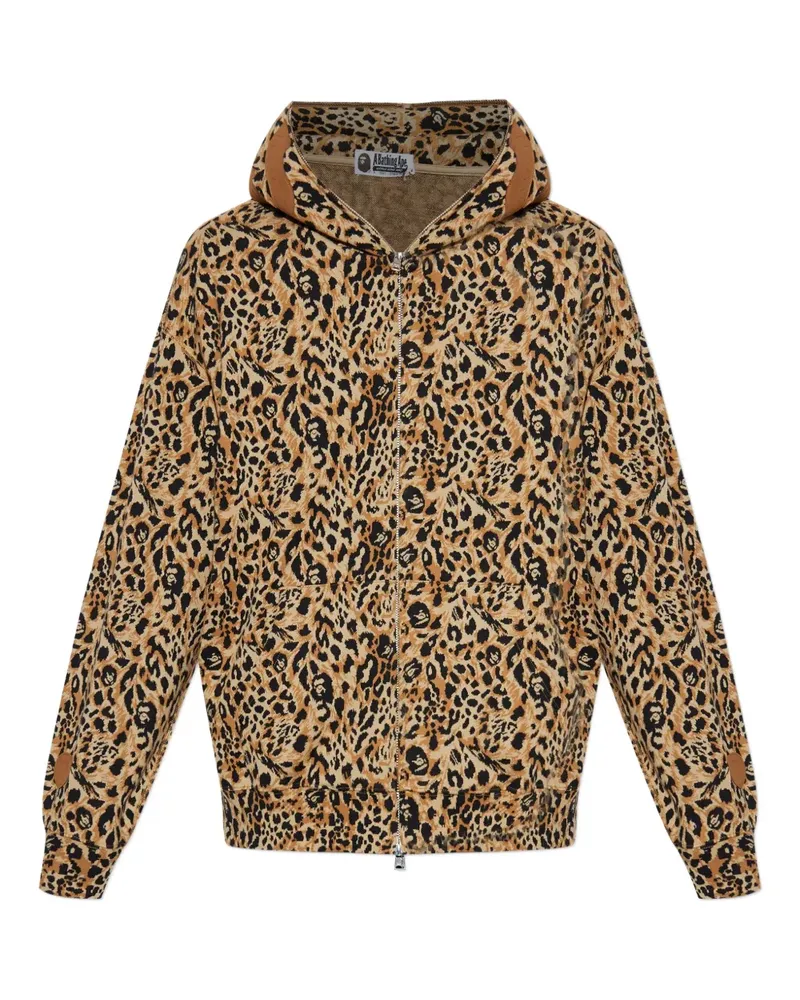 BAPE leopard-pattern hoodie - Braun Braun