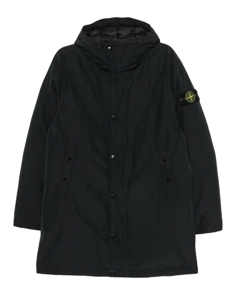 Stone Island Kapuzenparka mit Logo-Patch - Schwarz Schwarz