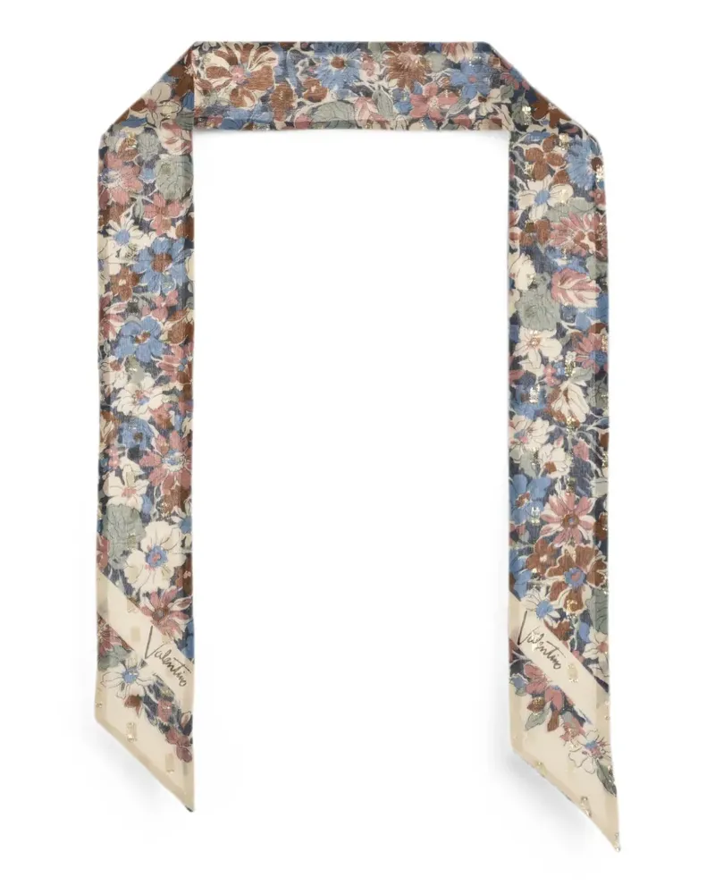 Valentino Garavani Seidenschal mit Blumenprint - Nude Nude