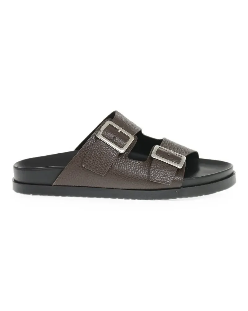 Corneliani pebbled leather buckle sandals - Braun Braun
