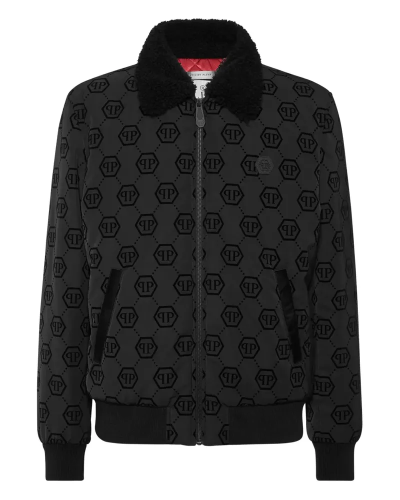 Philipp Plein Bomberjacke mit Shearling-Kragen - Schwarz Schwarz