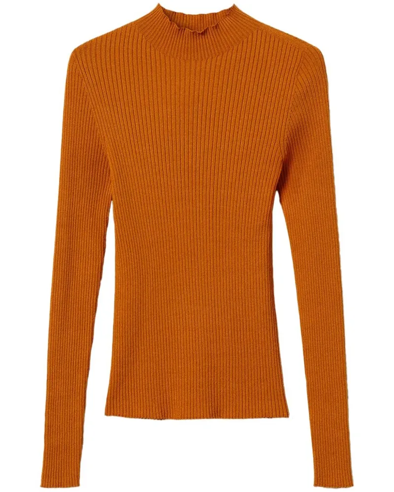Twin-Set Gerippter Rollkragenpullover - Orange Orange